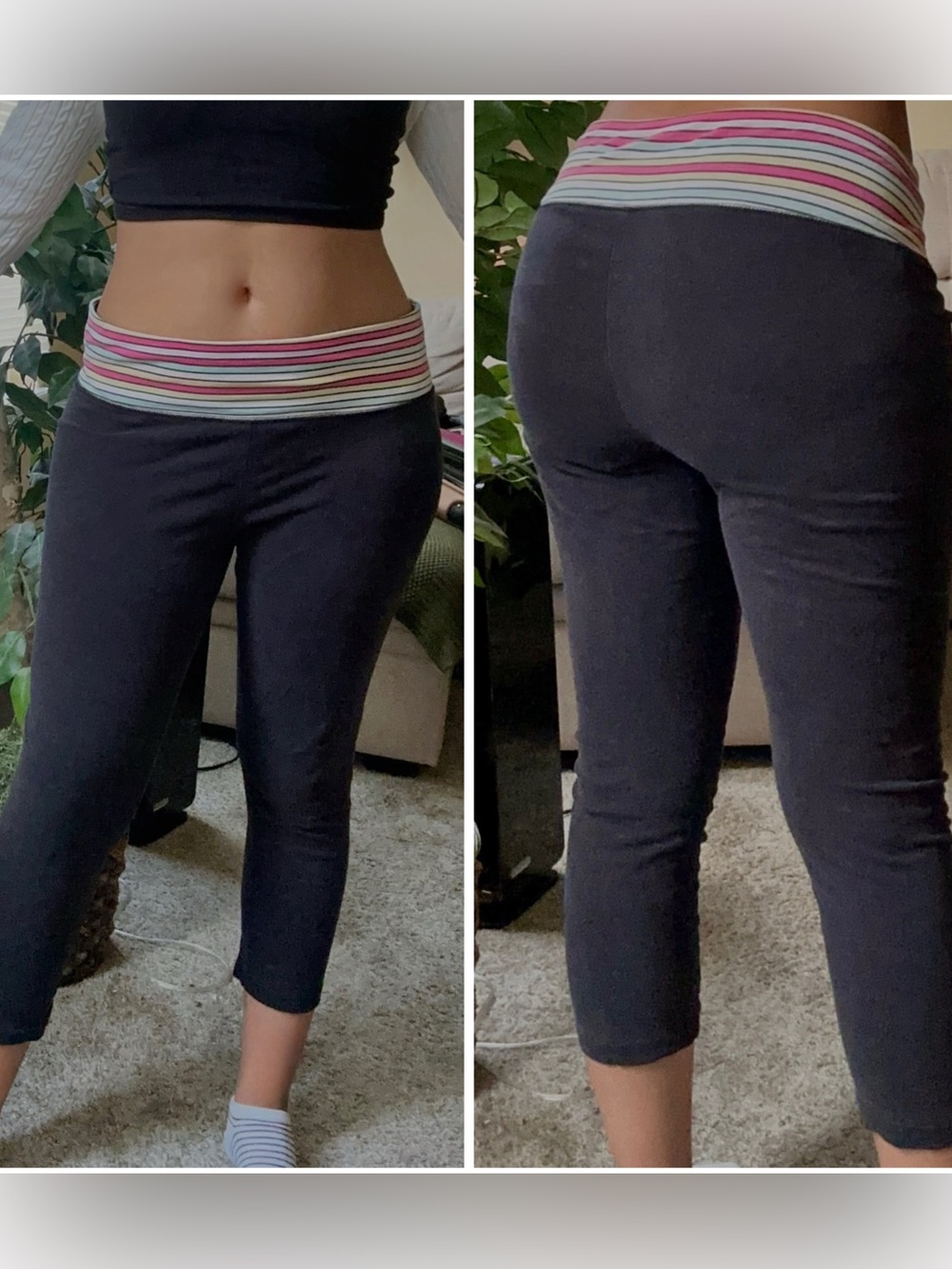 Vintage Y2K Striped Low Rise Capri Yoga Pants